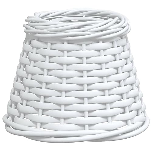 vidaXL Lampenschirm, Deckenlampenschirm für Wohnzimmer Schlafzimmer Esszimmer, Hängelampenschirm mit 1 lackierter Eisenfassung, Deckenlampe Schirm Tischlampe Schirm, Weiß Korbweide von vidaXL