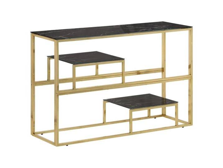 vidaXL Laptoptisch Konsolentisch Golden Edelstahl und Hartglas (1-St), schwarz von vidaXL