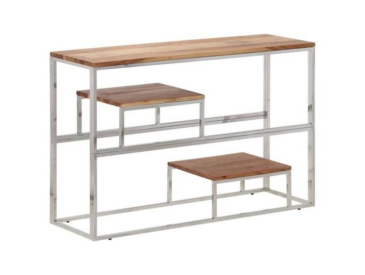 vidaXL Laptoptisch Konsolentisch Silbern Edelstahl und Massivholz (1-St), silberfarben, Silber von vidaXL