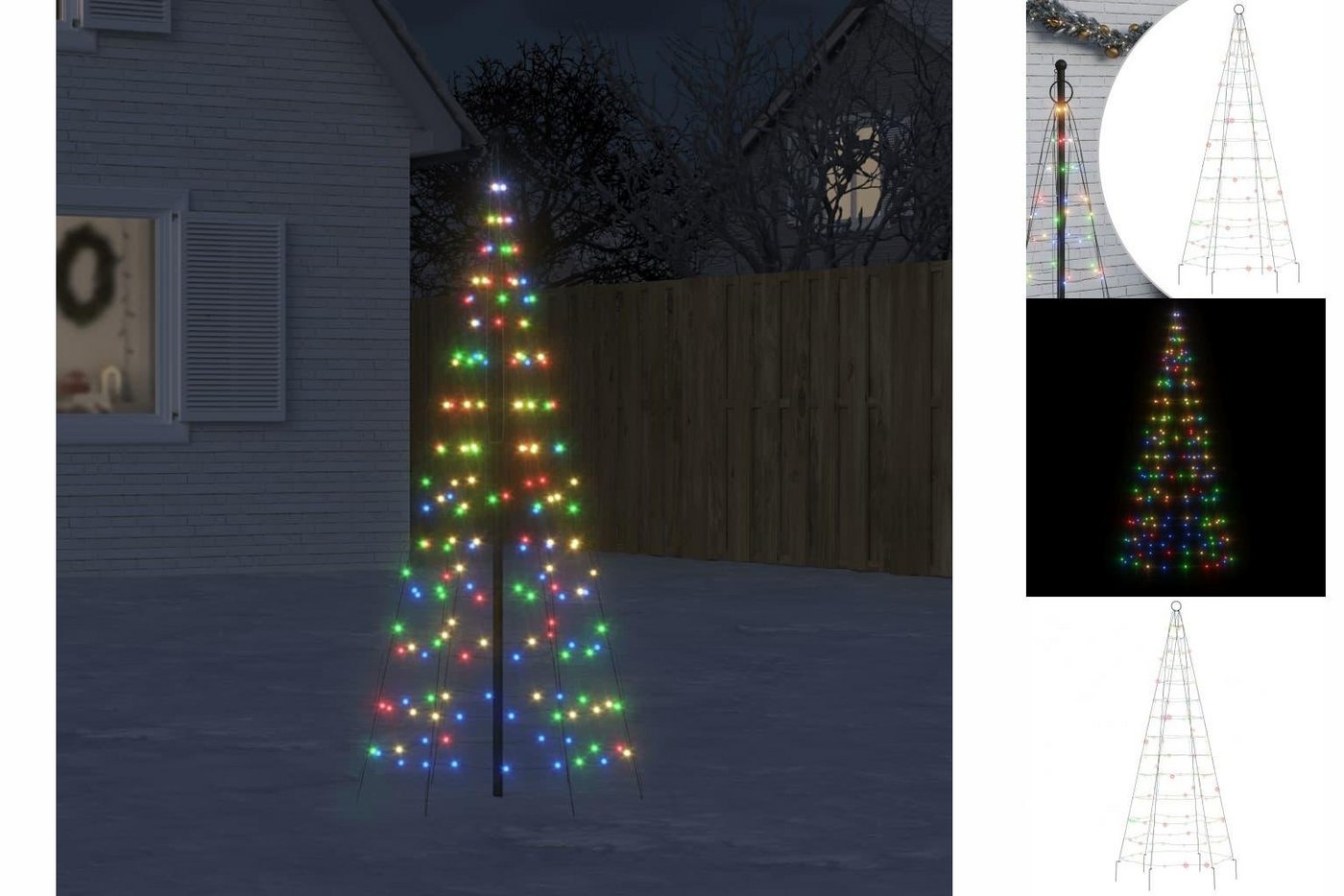 vidaXL Lichterkette LED-Weihnachtsbaum für Fahnenmast 200 LEDs Mehrfarbig 180 cm Außenbere von vidaXL