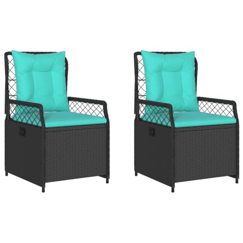 vidaXL Liegende Gartenstühle 2 STK. Schwarz Poly Rattan von vidaXL