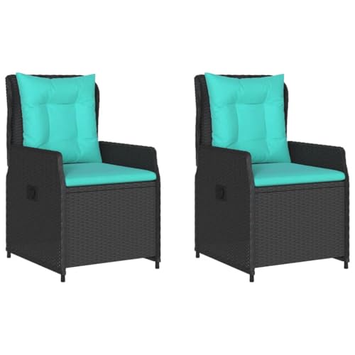 vidaXL Liegende Gartenstühle 2 STK. Schwarz Poly Rattan von vidaXL