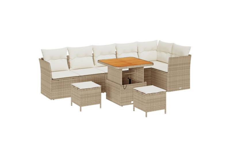 vidaXL Loungesofa 9-teiliges Garten Sofa Set mit Kissen Beige Poly Rattan, 5 Teile von vidaXL