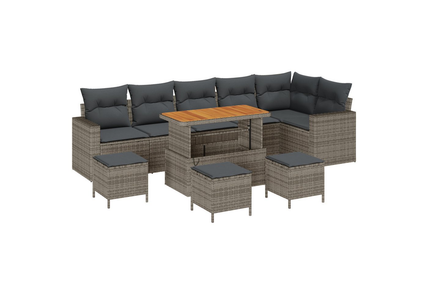 vidaXL Loungesofa 10-teiliges Garten-Sofa-Set mit Kissen Grau Poly-Rattan, 10 Teile vidaXL Loungesofa 10-teiliges Garten-Sofa-Set mit Kissen Grau Poly-Rattan, 10 Teile von vidaXL