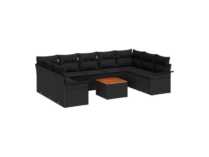 vidaXL Loungesofa 10-teiliges Garten Sofa Set mit Kissen Schwarz Poly Rattan, 10 Teile, schwarz, Schwarz vidaXL Loungesofa 10-teiliges Garten Sofa Set mit Kissen Schwarz Poly Rattan, 10 Teile, schwarz, Schwarz von vidaXL