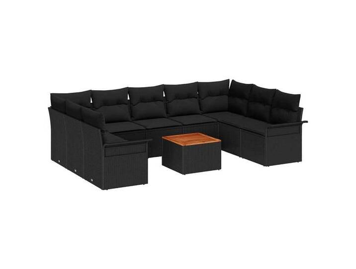 vidaXL Gartenlounge-Set Garten-Sofa-Set 10 pcs Schwarz Poly Rattan, (10-tlg), schwarz, Schwarz von vidaXL
