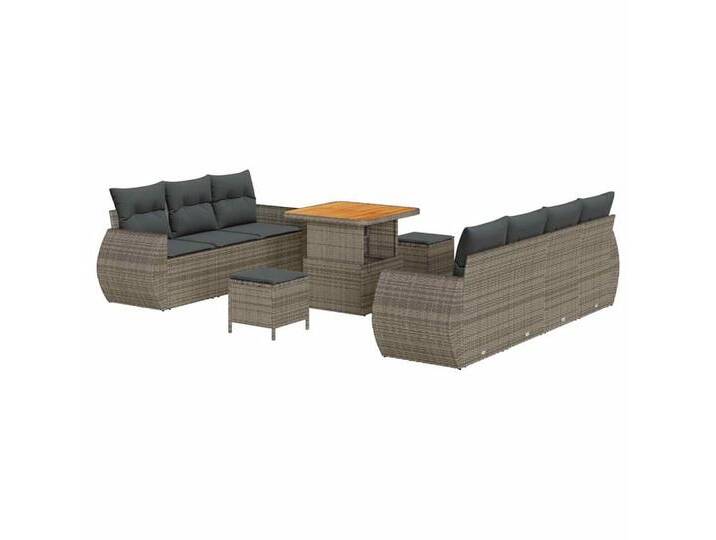 vidaXL Loungesofa Garten-Sofa-Set mit Kissen 10 pcs Grau 80 x 80 x 71 cm, 10 Teile, grau, Grau/ 80 cm Tischlänge von vidaXL