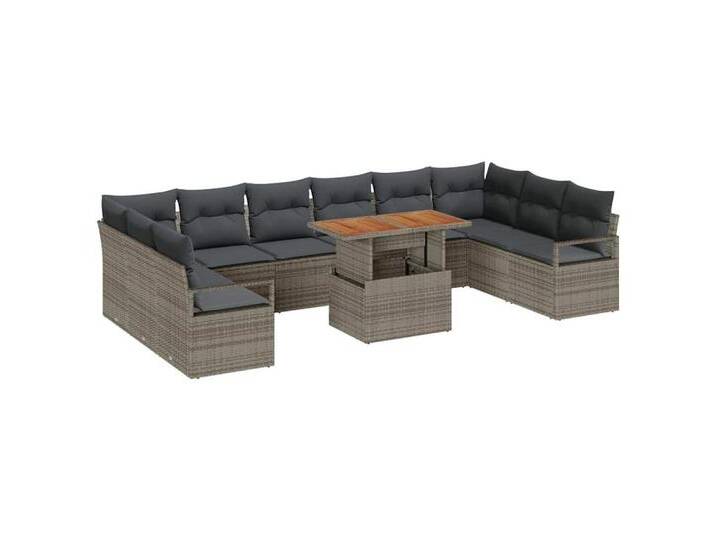 vidaXL Loungesofa Garten-Sofa-Set 11 pcs Grau und Braun 100 x 55 x 73 cm, 11 Teile, grau, Grau von vidaXL