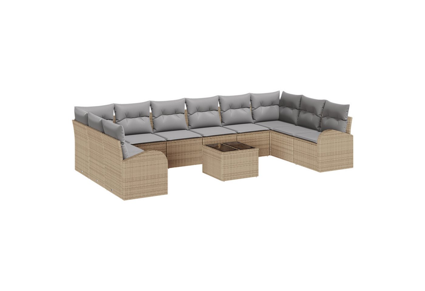 vidaXL Loungesofa 11-teiliges Garten-Sofa-Set mit Kissen in Schwarz aus Poly-Rattan, 11 Teile vidaXL Loungesofa 11-teiliges Garten-Sofa-Set mit Kissen in Schwarz aus Poly-Rattan, 11 Teile von vidaXL