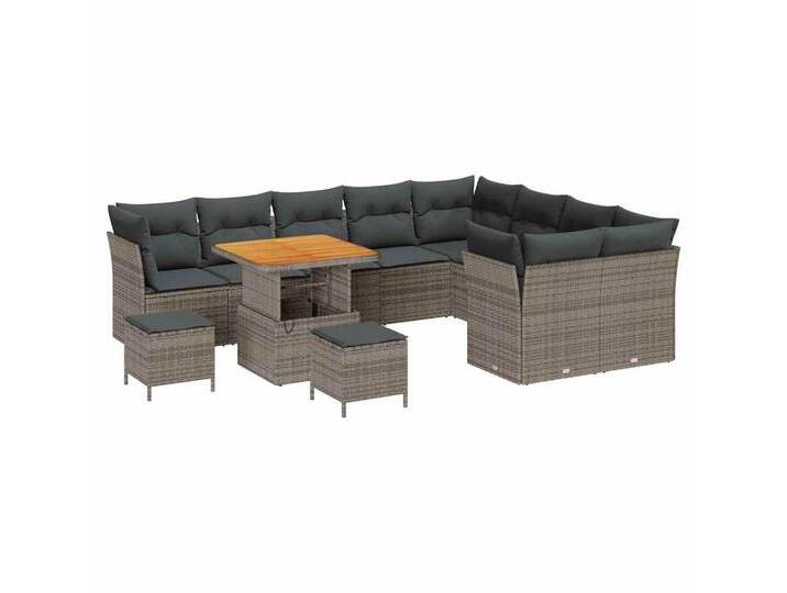 vidaXL Loungesofa Garten-Sofa-Set mit Kissen 12 pcs Grau 80 x 80 x 71 cm, 12 Teile, grau, Grau/ 80 cm Tischlänge von vidaXL