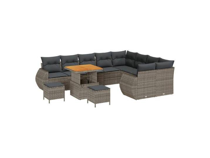 vidaXL Loungesofa 12-tlg. Garten-Sofagarnitur mit Kissen Grau Poly Rattan, 12 Teile, grau, Grau/ Dunkelgrau vidaXL Loungesofa 12-tlg. Garten-Sofagarnitur mit Kissen Grau Poly Rattan, 12 Teile, grau, Grau/ Dunkelgrau von vidaXL