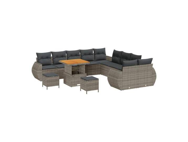 vidaXL Loungesofa 13-teiliges Garten Sofa Set mit Kissen Grau Poly Rattan, 5 Teile, grau, Grau/ Dunkelgrau vidaXL Loungesofa 13-teiliges Garten Sofa Set mit Kissen Grau Poly Rattan, 5 Teile, grau, Grau/ Dunkelgrau von vidaXL