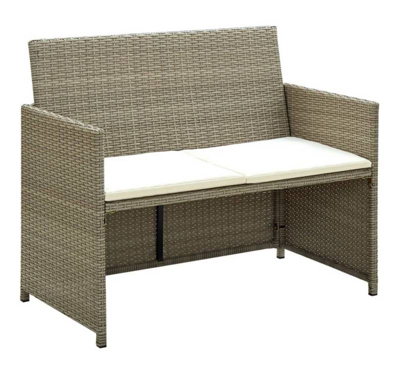 vidaXL Loungesofa 2-Sitzer-Gartensofa mit Polstern Beige Poly Rattan, 2 Teile von vidaXL