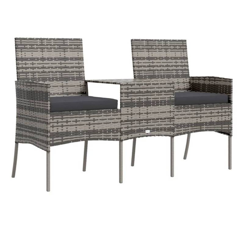 vidaXL Loungesofa 2-Sitzer-Gartensofa mit Teetisch Poly Rattan Anthrazit, 1 Teile von vidaXL