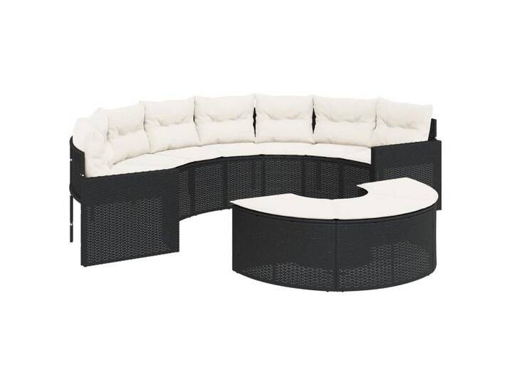 vidaXL Loungesofa 2-tlg. Garten-Sofagarnitur Halbrund Schwarz Poly-Rattan, 1 Teile, schwarz, Ohne Tisch, Schwarz von vidaXL