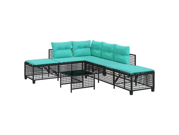 vidaXL Loungesofa 3-teiliges Ecksofa-Set für den Garten mit Kissen, schwarzes Polyrattan, 1 Teile, schwarz, Schwarz von vidaXL
