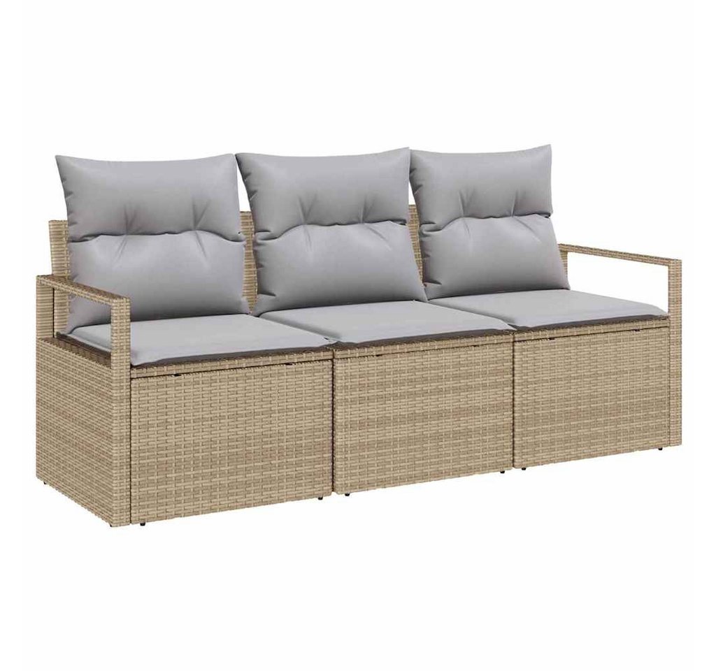 vidaXL Loungesofa 3-teiliges Garten-Sofa-Set mit Kissen Beige Poly Rattan, 3 Teile vidaXL Loungesofa 3-teiliges Garten-Sofa-Set mit Kissen Beige Poly Rattan, 3 Teile von vidaXL