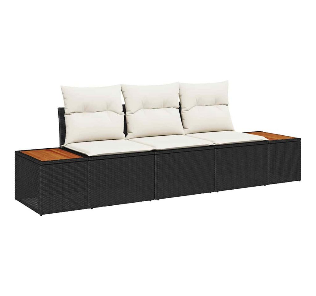 vidaXL Loungesofa 3-teiliges Garten-Sofa-Set mit Kissen Schwarz Poly-Rattan, 3 Teile vidaXL Loungesofa 3-teiliges Garten-Sofa-Set mit Kissen Schwarz Poly-Rattan, 3 Teile von vidaXL
