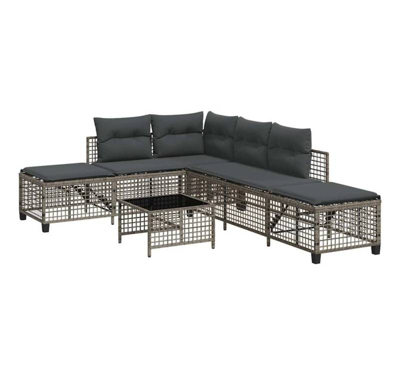 vidaXL Loungesofa 3-tlg. Garten-Ecksofa-Set mit Kissen Grau Poly Rattan, 1 Teile von vidaXL