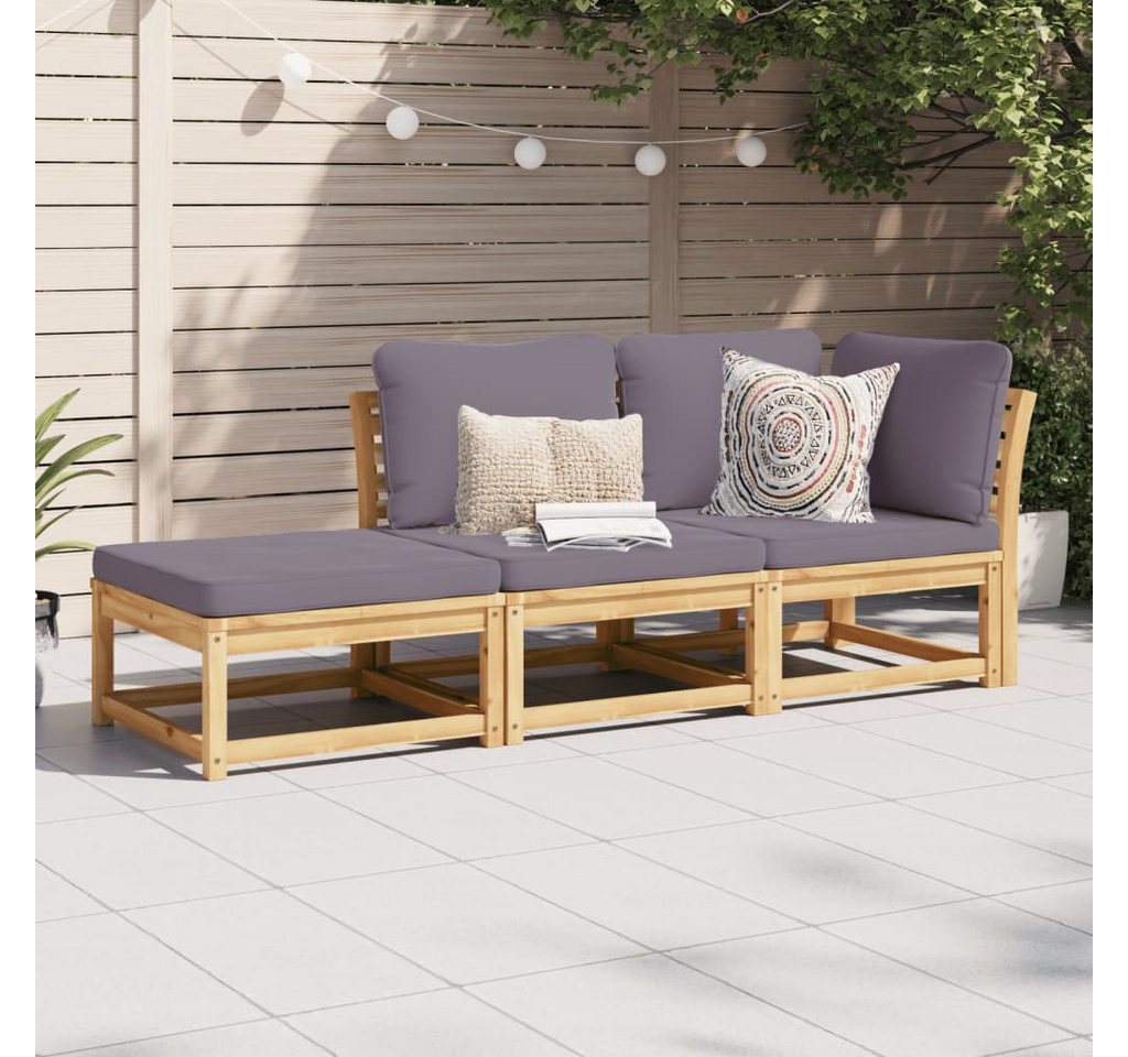 vidaXL Loungesofa 3-tlg. Garten-Lounge-Set mit Kissen Massivholz Akazie, 1 Teile von vidaXL