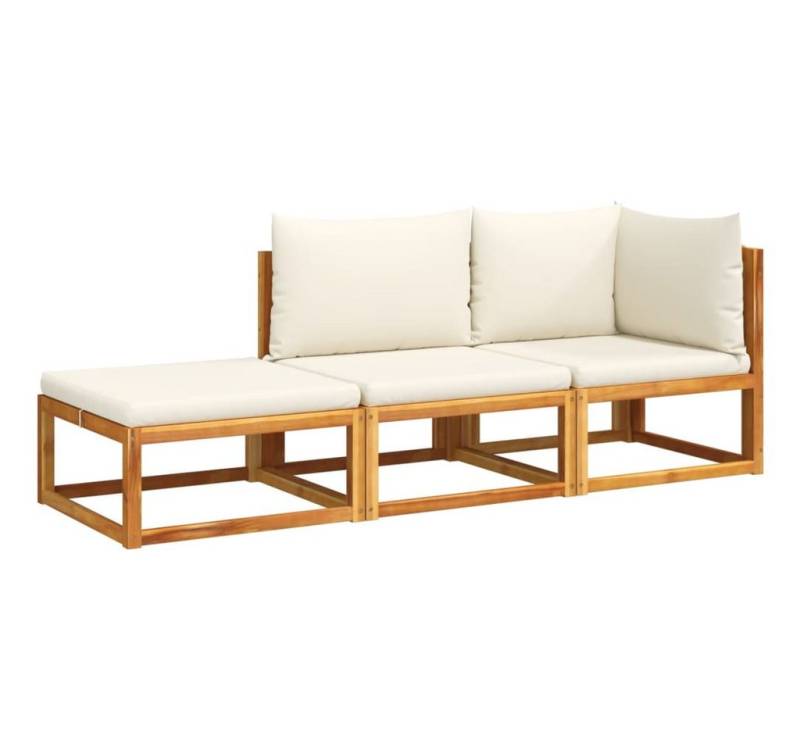 vidaXL Loungesofa 3-tlg. Garten-Sofagarnitur mit Kissen Massivholz, 1 Teile von vidaXL