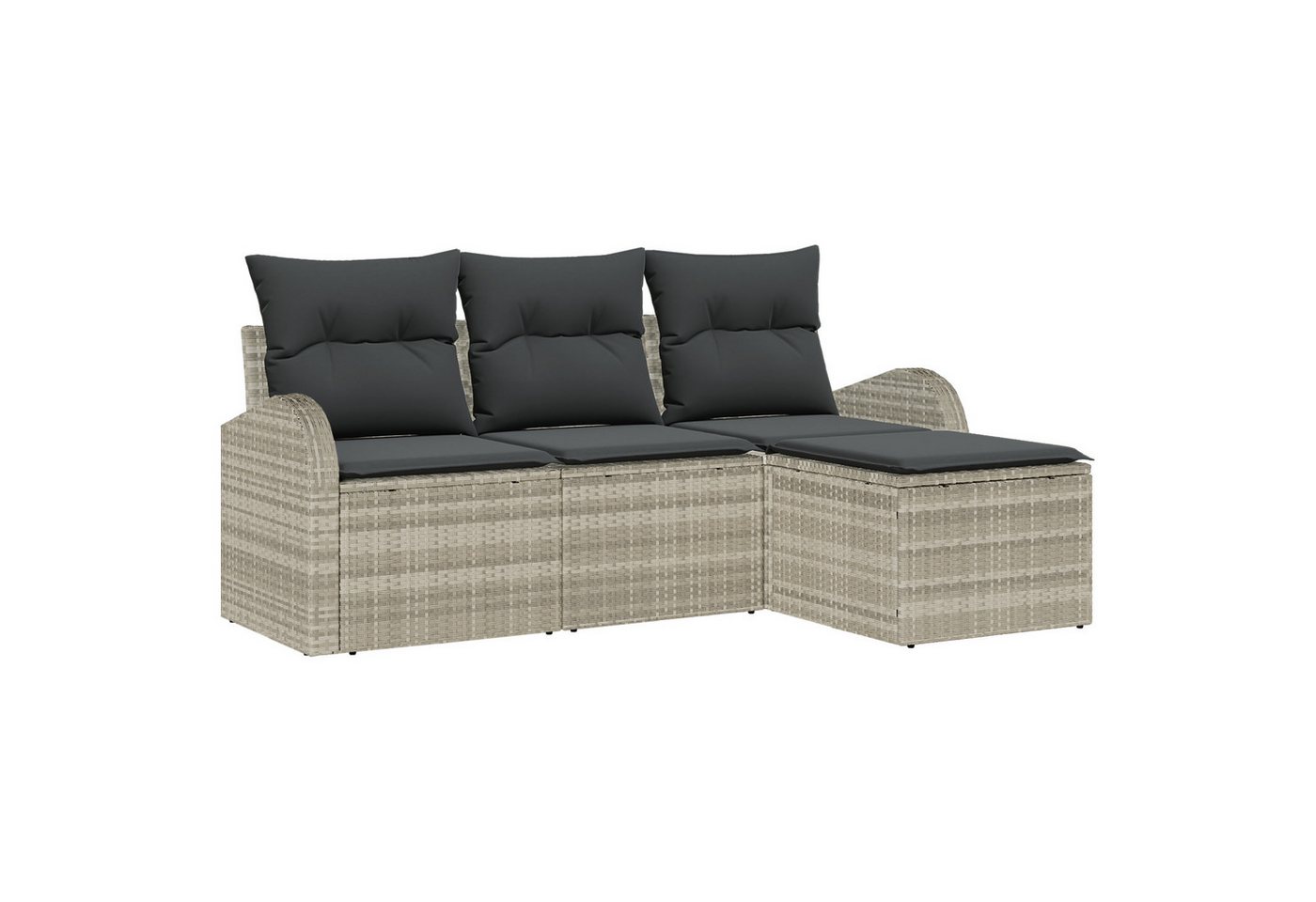 vidaXL Loungesofa 4-tlg. Garten-Sofagarnitur mit Kissen Hellgrau Poly Rattan, 4 Teile vidaXL Loungesofa 4-tlg. Garten-Sofagarnitur mit Kissen Hellgrau Poly Rattan, 4 Teile von vidaXL