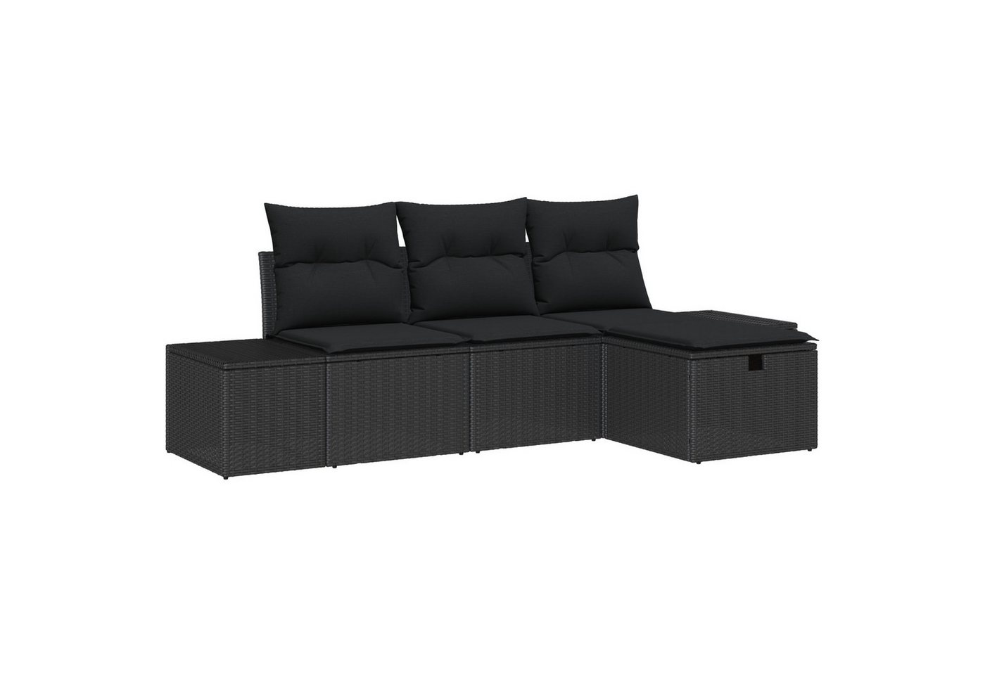 vidaXL Loungesofa 4-tlg. Garten-Sofagarnitur mit Kissen Schwarz Poly Rattan, 4 Teile vidaXL Loungesofa 4-tlg. Garten-Sofagarnitur mit Kissen Schwarz Poly Rattan, 4 Teile von vidaXL
