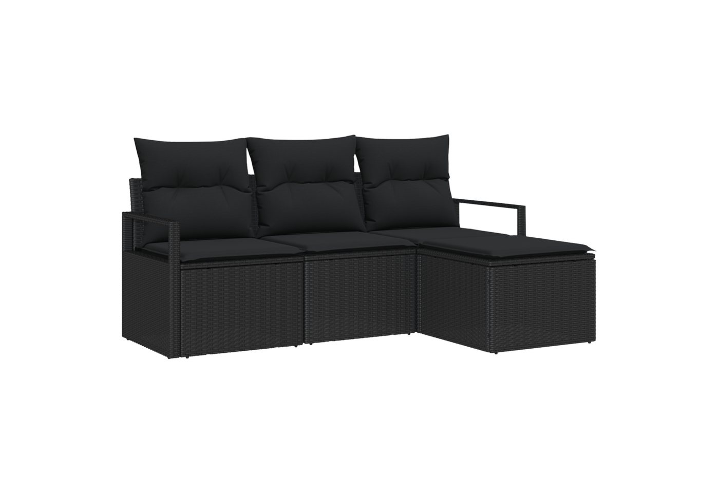 vidaXL Loungesofa 4-teiliges Garten Sofa Set mit Kissen Schwarz Poly Rattan, 5 Teile vidaXL Loungesofa 4-teiliges Garten Sofa Set mit Kissen Schwarz Poly Rattan, 5 Teile von vidaXL