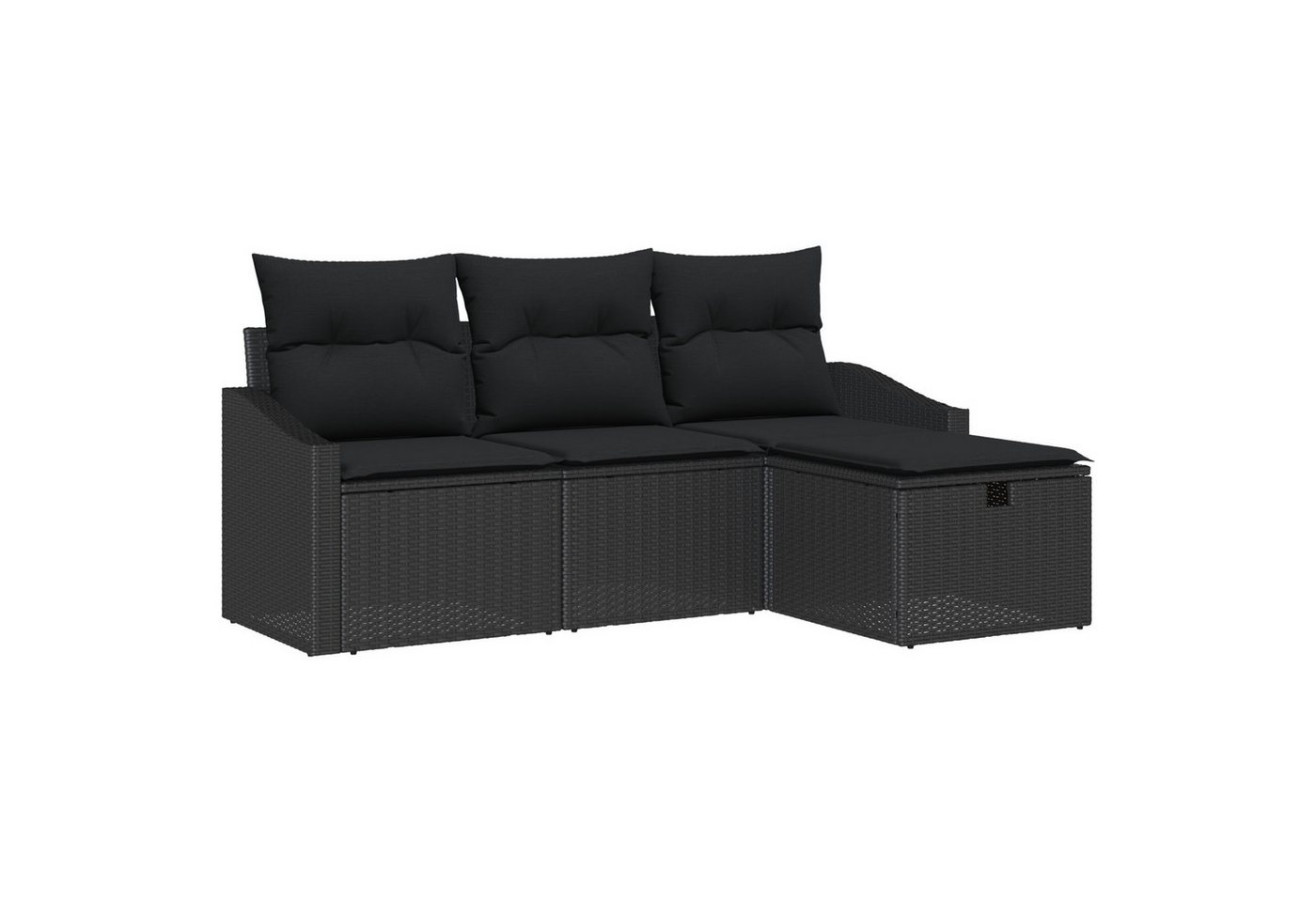 vidaXL Loungesofa 4-tlg. Garten-Sofagarnitur mit Kissen Schwarz Poly Rattan, 4 Teile vidaXL Loungesofa 4-tlg. Garten-Sofagarnitur mit Kissen Schwarz Poly Rattan, 4 Teile von vidaXL