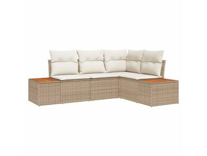 vidaXL Loungesofa Garten-Sofa-Set 4 pcs Beige und Creme 209 x 154 x 85 cm, 4 Teile, beige, Beige und Weiß von vidaXL