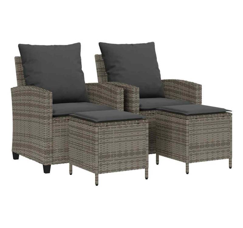vidaXL Loungesofa 4-tlg. Garten-Sofagarnitur mit Kissen Grau Poly Rattan, 1 Teile von vidaXL