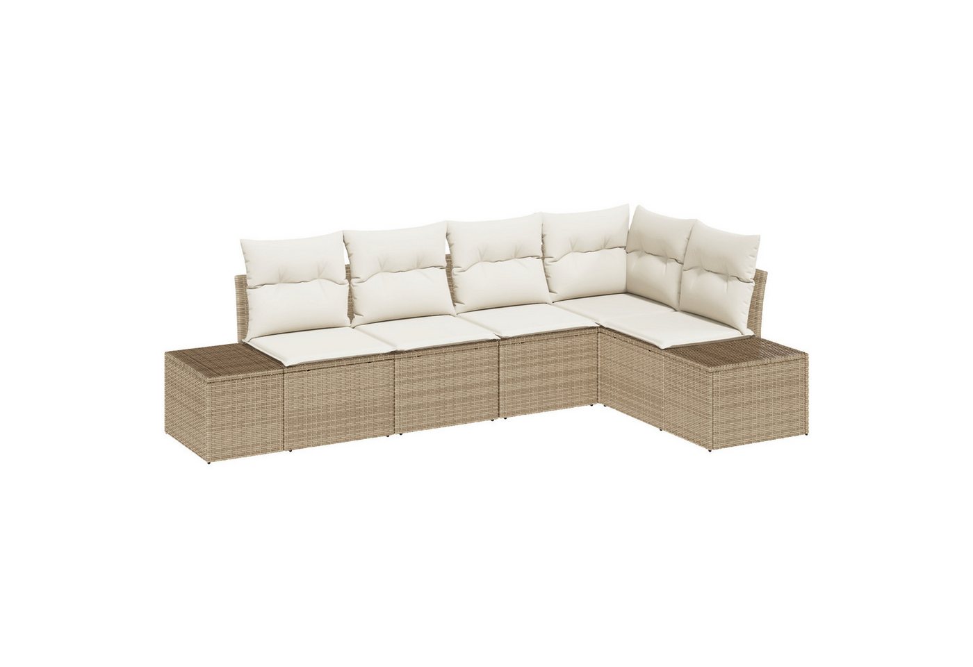 vidaXL Loungesofa 5-teiliges Garten-Sofa-Set mit Kissen Beige Poly Rattan, 5 Teile vidaXL Loungesofa 5-teiliges Garten-Sofa-Set mit Kissen Beige Poly Rattan, 5 Teile von vidaXL