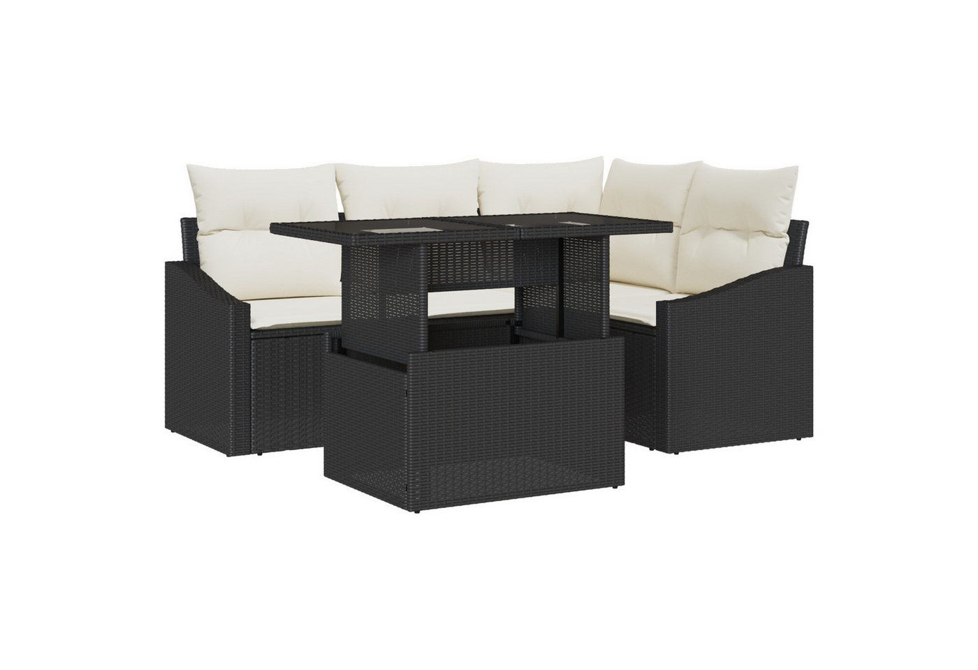 vidaXL Loungesofa 5-teiliges Garten Sofa Set mit Kissen Schwarz Poly Rattan, 5 Teile vidaXL Loungesofa 5-teiliges Garten Sofa Set mit Kissen Schwarz Poly Rattan, 5 Teile von vidaXL