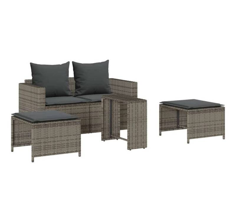 vidaXL Loungesofa 5-tlg. Garten-Sofagarnitur Kissen Stapelbar Grau Poly Rattan, 1 Teile von vidaXL