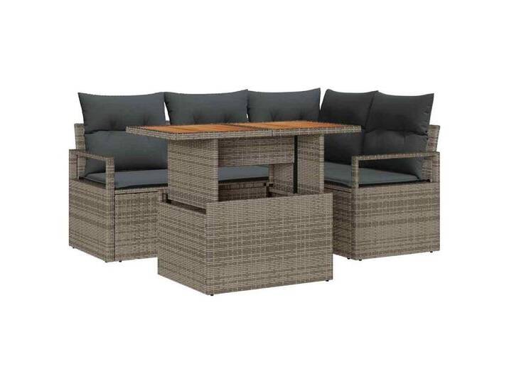 vidaXL Loungesofa Garten Essgruppe 5 pcs Grau und Braun 100 x 55 x 73 cm, 5 Teile, grau, Grau von vidaXL