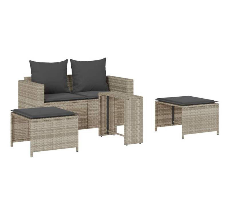 vidaXL Loungesofa 5tlg. Garten-Sofagarnitur Kissen Stapelbar Hellgrau Poly Rattan, 1 Teile von vidaXL