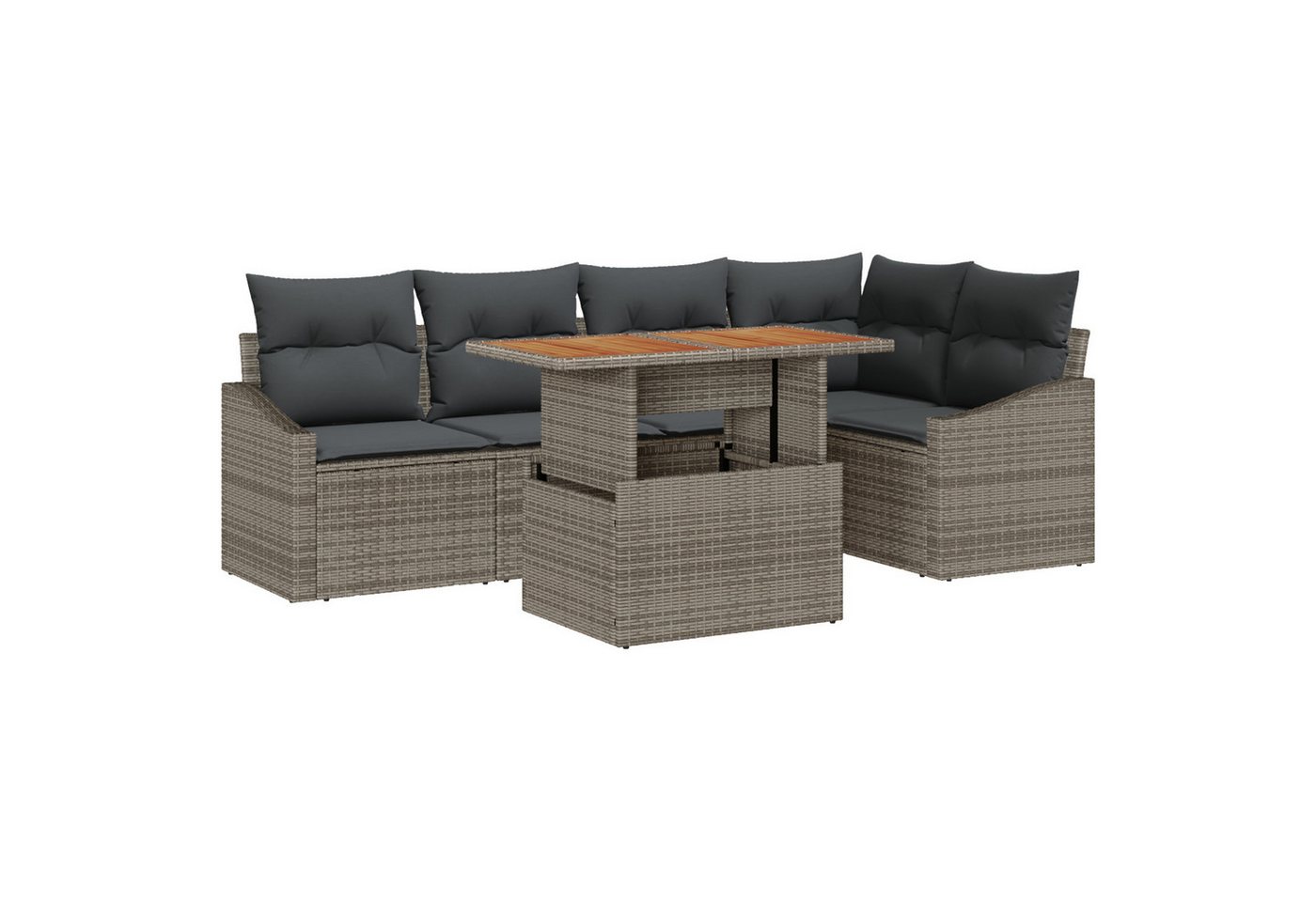 vidaXL Loungesofa 6-teiliges Garten Essset mit Kissen Grau Poly Rattan, 6 Teile vidaXL Loungesofa 6-teiliges Garten Essset mit Kissen Grau Poly Rattan, 6 Teile von vidaXL
