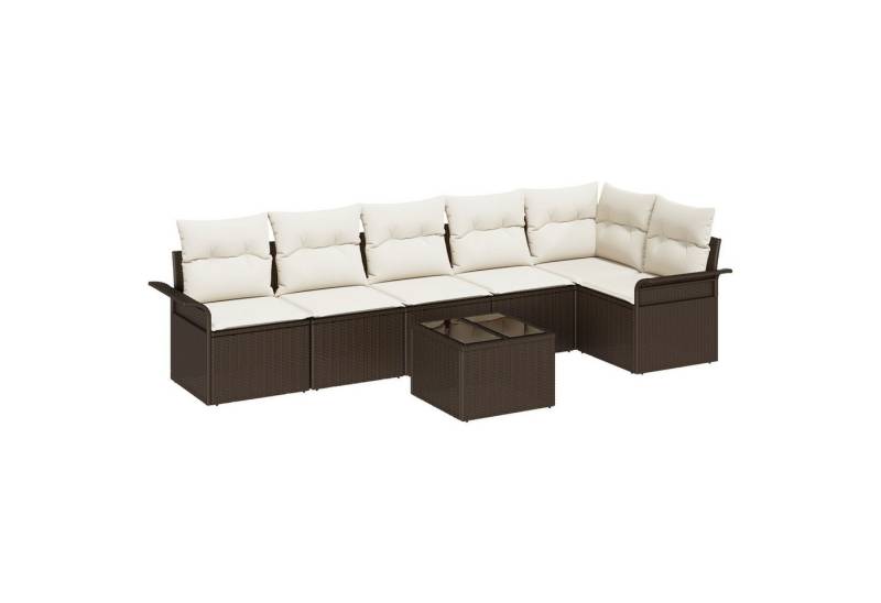 vidaXL Loungesofa 6-teiliges Garten-Sofa-Set mit Kissen Graues Polyrattan, 7 Teile von vidaXL
