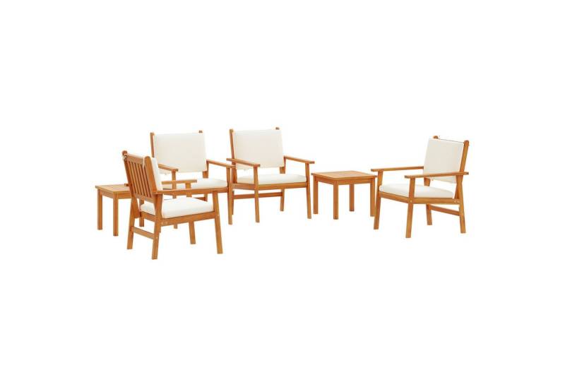 vidaXL Loungesofa 6-tlg. Garten-Essgruppe mit Kissen Massivholz, 6 Teile von vidaXL