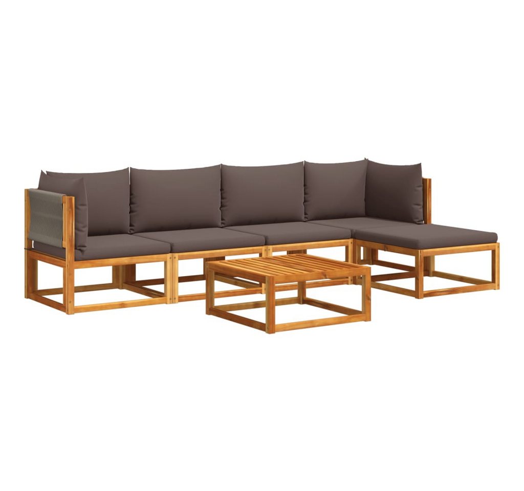 vidaXL Loungesofa 6-tlg. Gartensofa-Set mit Kissen Holz & Seil, 1 Teile von vidaXL