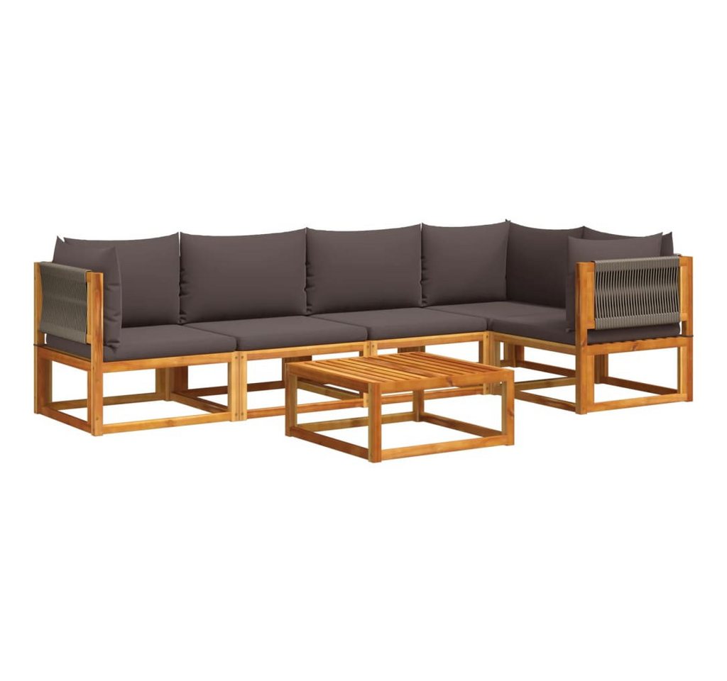 vidaXL Loungesofa 6-tlg. Gartensofa-Set mit Kissen Holz & Seil, 1 Teile von vidaXL