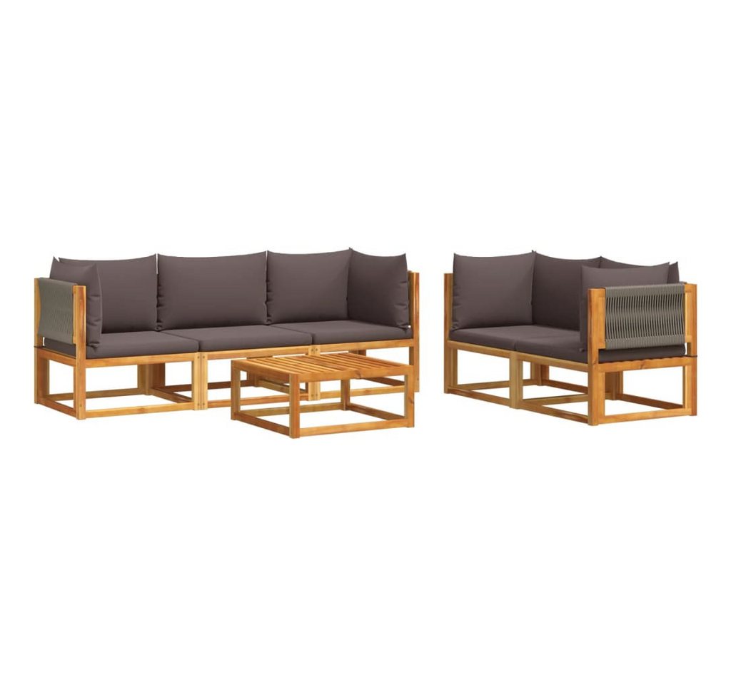 vidaXL Loungesofa 6-tlg. Gartensofa-Set mit Kissen Holz & Seil, 1 Teile von vidaXL