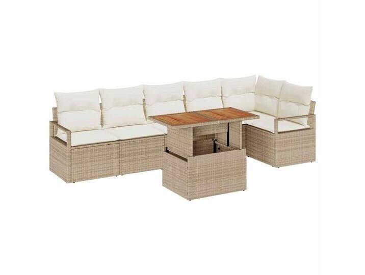 vidaXL Loungesofa Garten Essgruppe 7 pcs Beige und Creme 100 x 55 x 73 cm, 7 Teile, beige, Beige und Creme von vidaXL