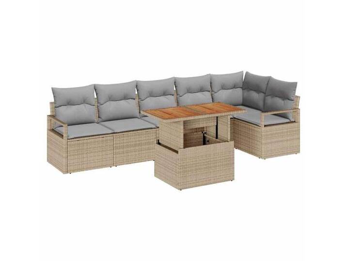 vidaXL Loungesofa Garten Essgruppe 7 pcs Beige und Grau 100 x 55 x 73 cm, 7 Teile, beige grau, Beige und Grau von vidaXL