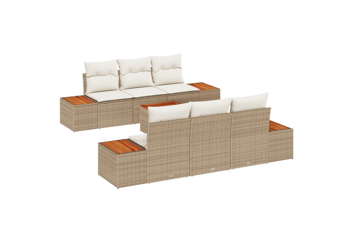 vidaXL Loungesofa 7-teiliges Garten Sofa Set mit Kissen Beige Poly Rattan, 7 Teile vidaXL Loungesofa 7-teiliges Garten Sofa Set mit Kissen Beige Poly Rattan, 7 Teile von vidaXL