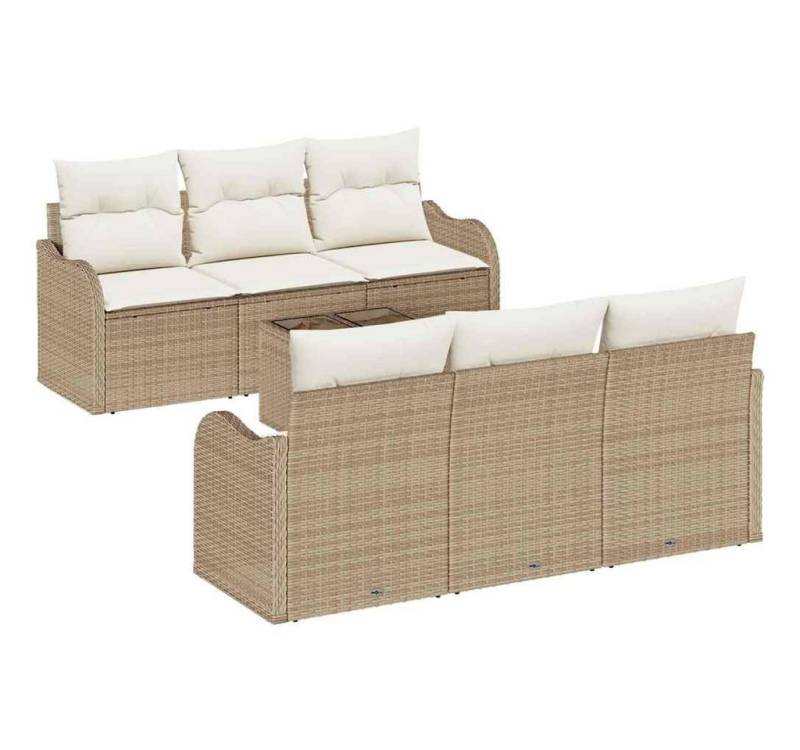 vidaXL Loungesofa Garten-Sofa-Set 7 pcs Beige und Creme 55 x 55 x 37 cm, 7 Teile von vidaXL