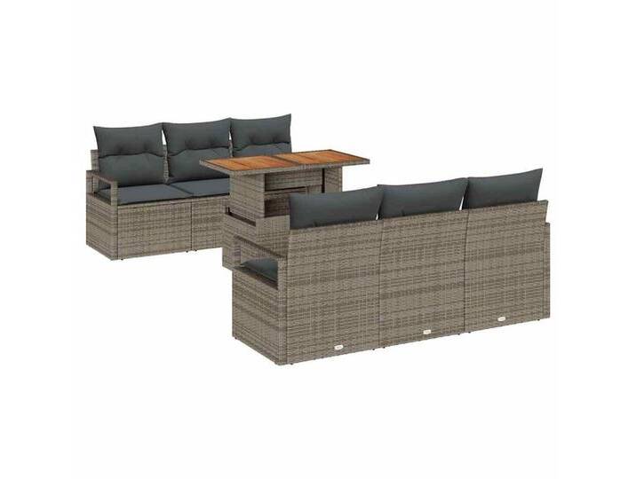 vidaXL Loungesofa Garten-Sofa-Set mit Kissen 7 pcs Grau 100 x 55 x 73 cm, 7 Teile, grau, Grau von vidaXL