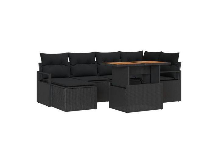 vidaXL Loungesofa 7-teiliges Garten Sofa Set mit Kissen Schwarz Poly Rattan, 7 Teile, schwarz, Schwarz vidaXL Loungesofa 7-teiliges Garten Sofa Set mit Kissen Schwarz Poly Rattan, 7 Teile, schwarz, Schwarz von vidaXL