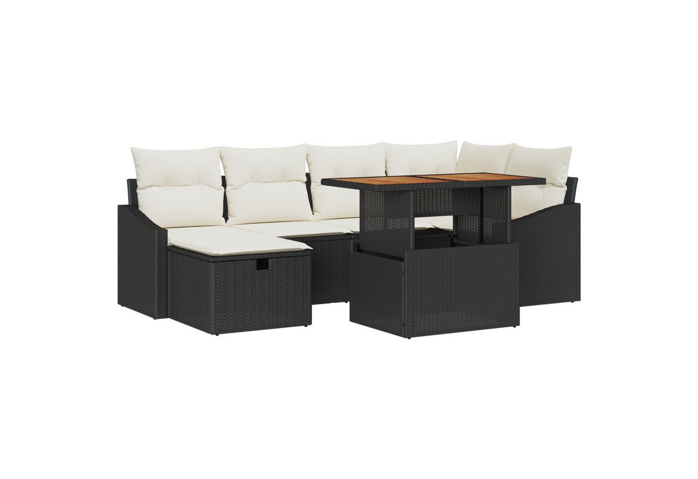 vidaXL Loungesofa 7-tlg. Garten-Sofagarnitur mit Kissen Schwarz Poly Rattan, 7 Teile vidaXL Loungesofa 7-tlg. Garten-Sofagarnitur mit Kissen Schwarz Poly Rattan, 7 Teile von vidaXL