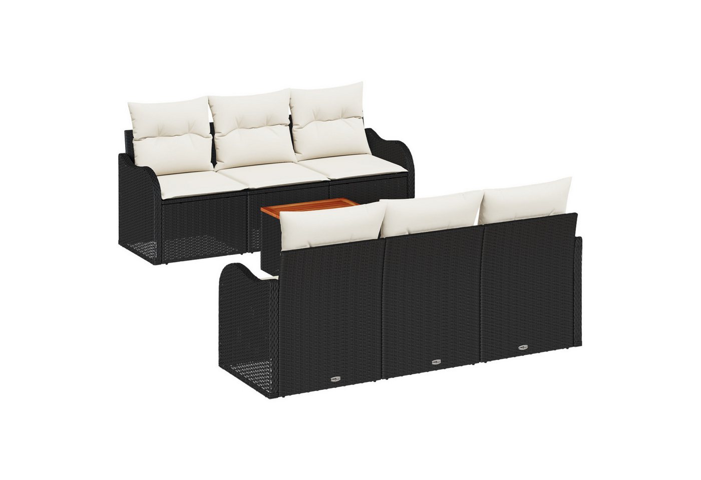 vidaXL Loungesofa 7-teiliges Garten-Sofa-Set mit Kissen Schwarz Poly Rattan, 7 Teile vidaXL Loungesofa 7-teiliges Garten-Sofa-Set mit Kissen Schwarz Poly Rattan, 7 Teile von vidaXL